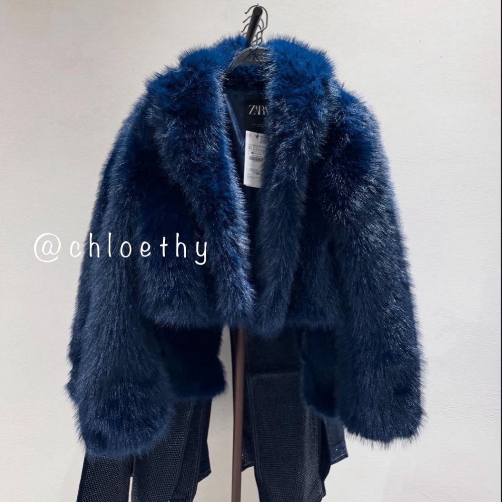 Zara FAUX FUR SHORT COAT - Picture 16 of 16